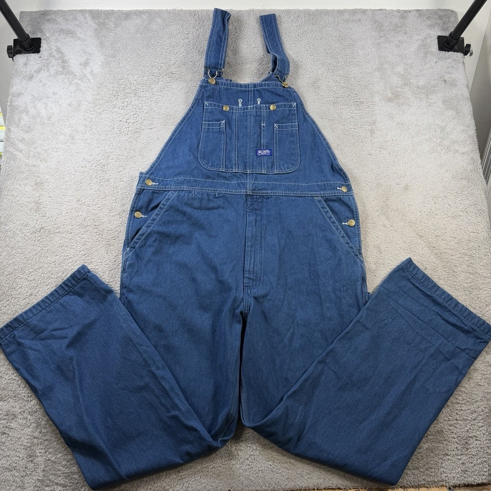 Vintage Big Smith Overalls Mens 40x32 Blue Denim Workwear Outdoor Cotton
